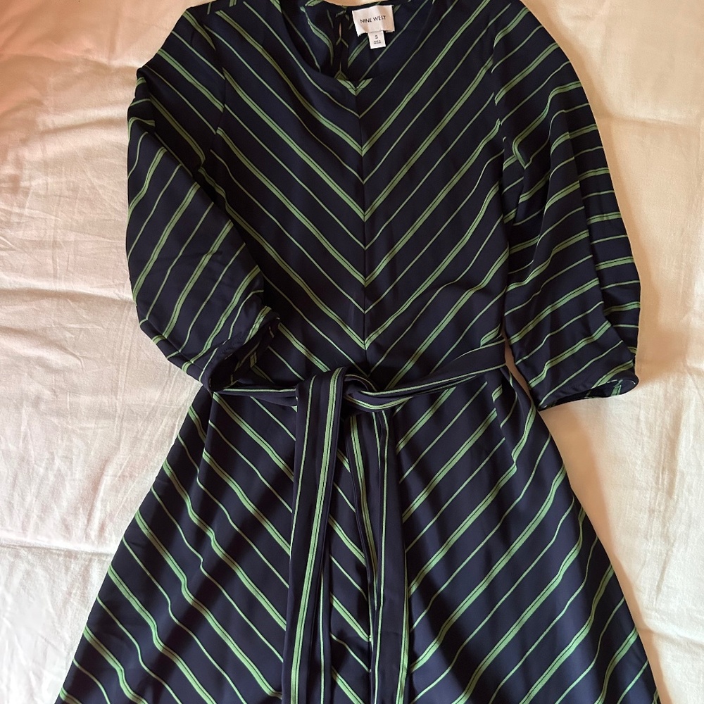 blue & green midi dress